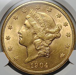 фото для Монета 20 долларов 1904 S Сан-Франциско США слаб CPRC MS 62 Аверс