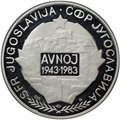 Медаль 1983 40-я годовщина 2-й встречи Антифашистского вече народного освобождения Югославии Тито серебро