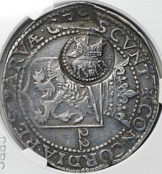 фото для Монета Ефимок с признаком 1655 надчекан на Рейксдальдере 1622 Фрисландии Алексей Михайлович Аверс