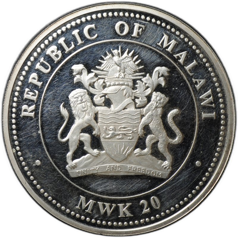 Монета 20 квача 2010 Год Тигра вправо Малави