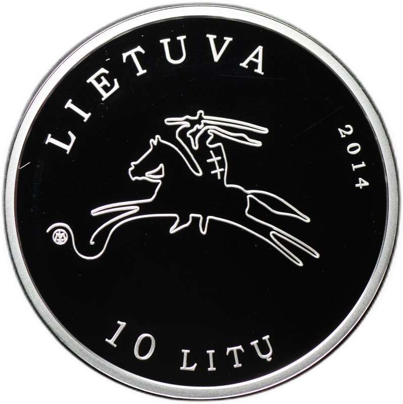 Монета 10 лит 2014 Литовская культура - Кино Литва