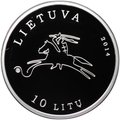 Монета 10 лит 2014 Литовская культура - Кино Литва