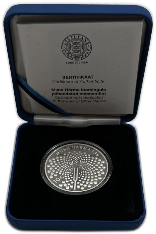 Монета 10 евро 2014 Мийна Хярма 150 лет со дня рождения Эстония