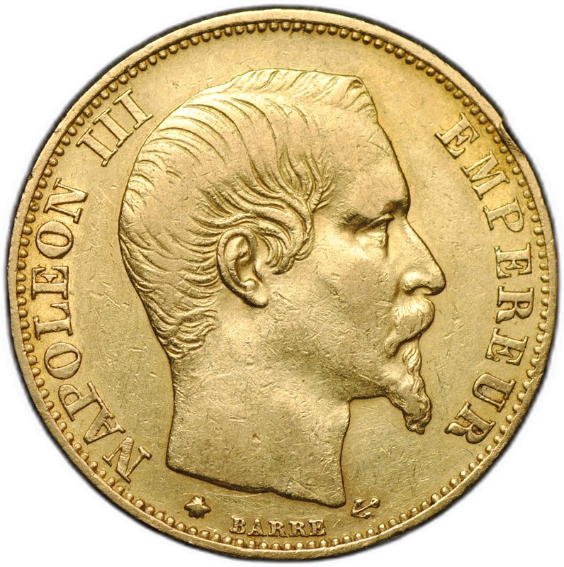 Монета 20 франков 1860 BB Франция