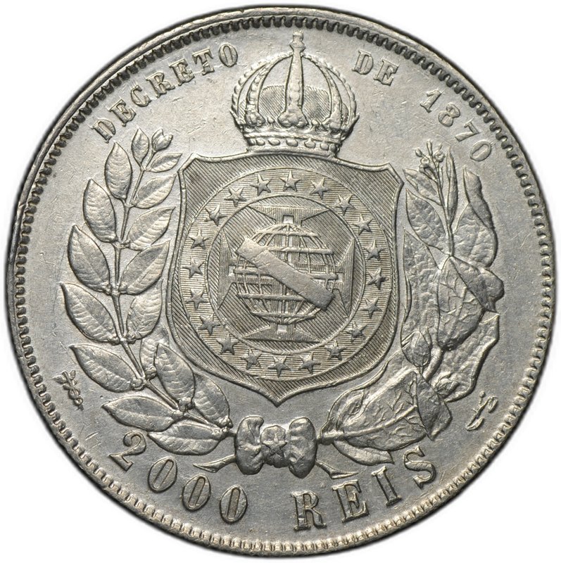 Монета 2000 рейс (реалов) 1889 Бразилия