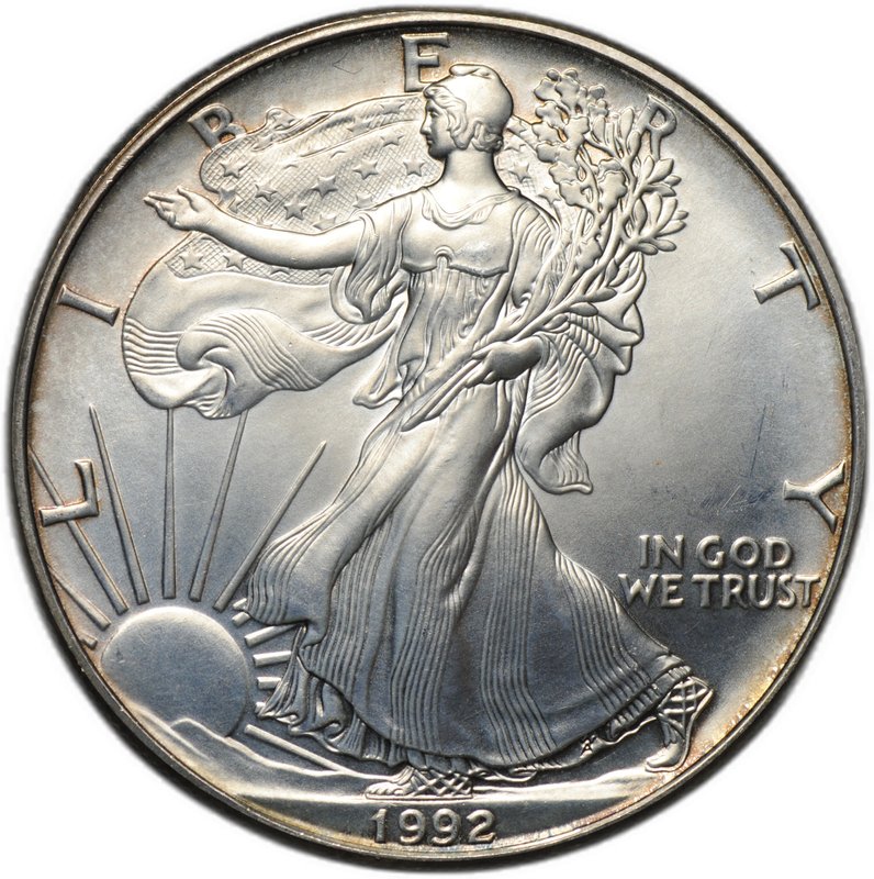 Монета 1 доллар 1992 Американский серебряный орёл Шагающая свобода США