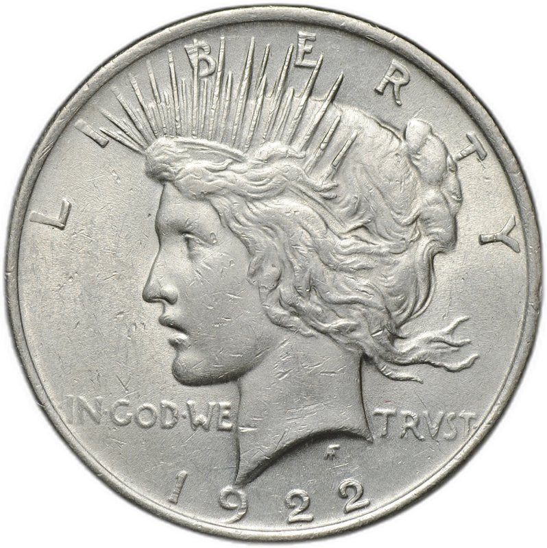 Монета 1 доллар 1922 Мирный Филадельфия США