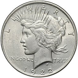 фото для Монета 1 доллар 1922 Мирный Филадельфия США Аверс