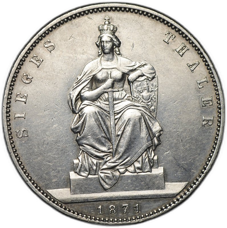 Монета 1 талер 1871 A Победный Победа во Франко-прусской войне Пруссия Германия