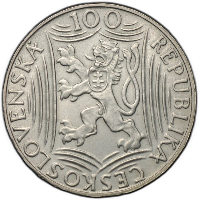 Монета 100 крон 1949 70 лет со дня рождения Иосифа Сталина Чехословакия