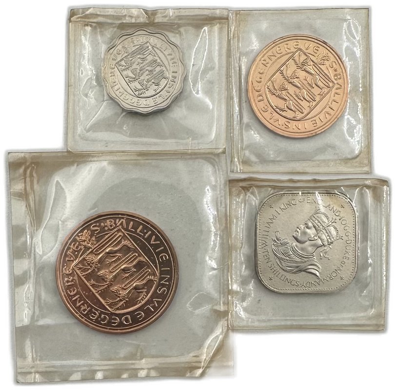 Набор 10 шиллингов, 3 пенса, 8, 4 дубля 1966 900 лет Нормандскому завоеванию Гернси 4 монеты