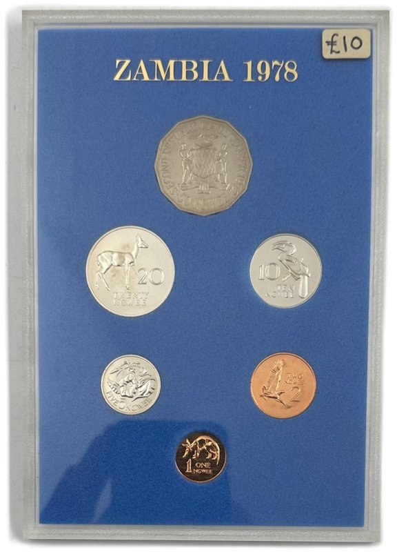 Годовой набор 1, 2, 5, 10, 20, 50 нгвее 1978 Замбия 6 монет