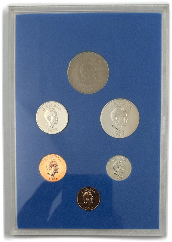 Годовой набор 1, 2, 5, 10, 20, 50 нгвее 1978 Замбия 6 монет