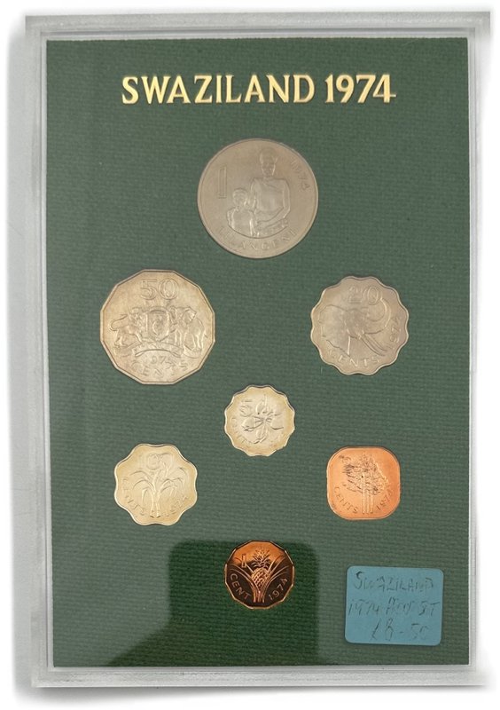 Годовой набор 1, 2, 5, 10, 20, 50 центов, 1 лилангени 1974 Эсватини (Свазиленд)