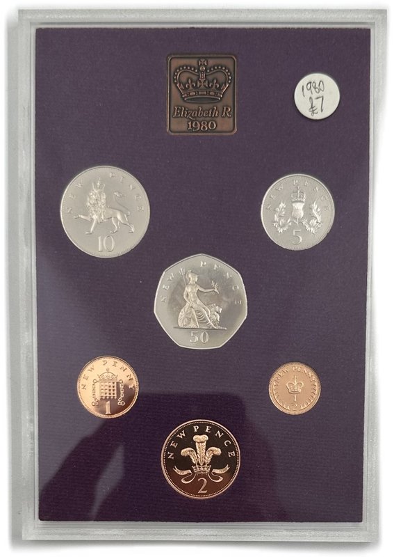 Годовой набор 1/2, 1 пенни, 2, 5, 10, 50 пенсов 1980 Великобритания и Северная Ирландия 6 монет