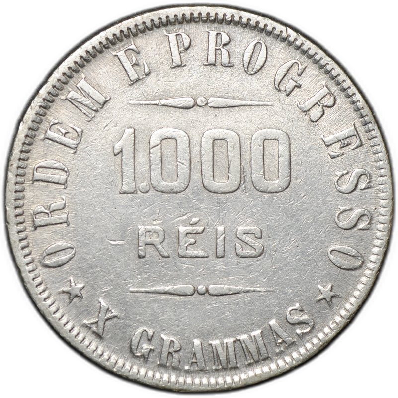 Монета 1000 реалов (рейс) 1909 Бразилия