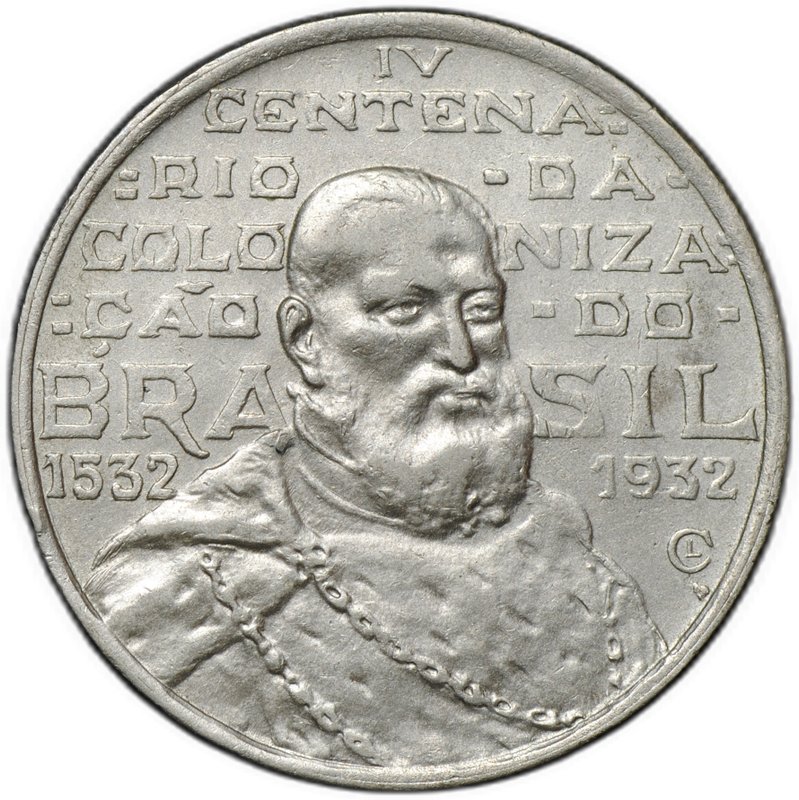 Монета 2000 реалов (рейс) 1932 400 лет колонизации Бразилия