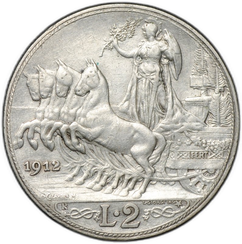 Монета 2 лиры 1912 Италия