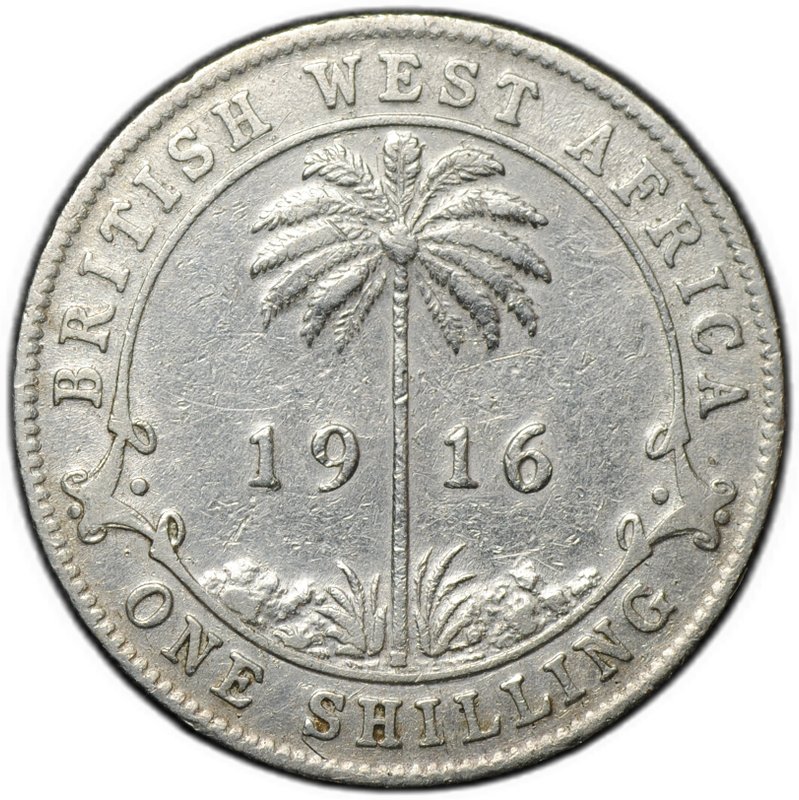 Монета 1 шиллинг 1916 Британская Западная Африка