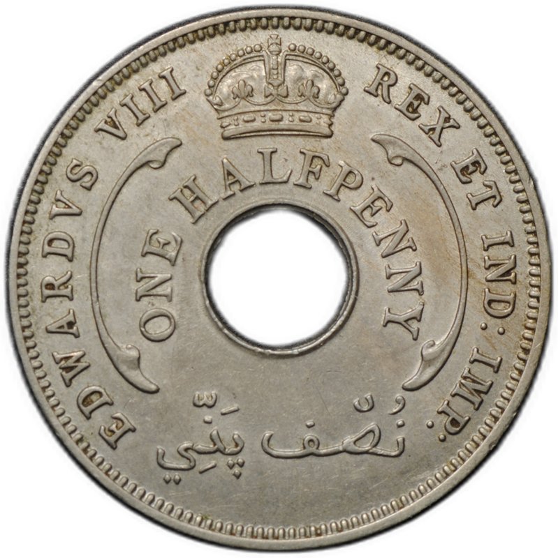 Монета 1/2 пенни 1936 Эдуард VIII Лондон Британская Западная Африка