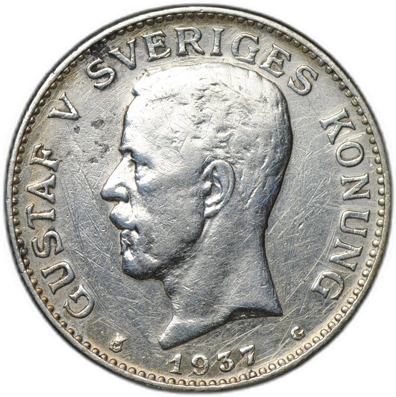 Монета 1 крона 1937 Швеция