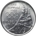 Монета 100 лир 1980 Олимпиада Москва Сан-Марино