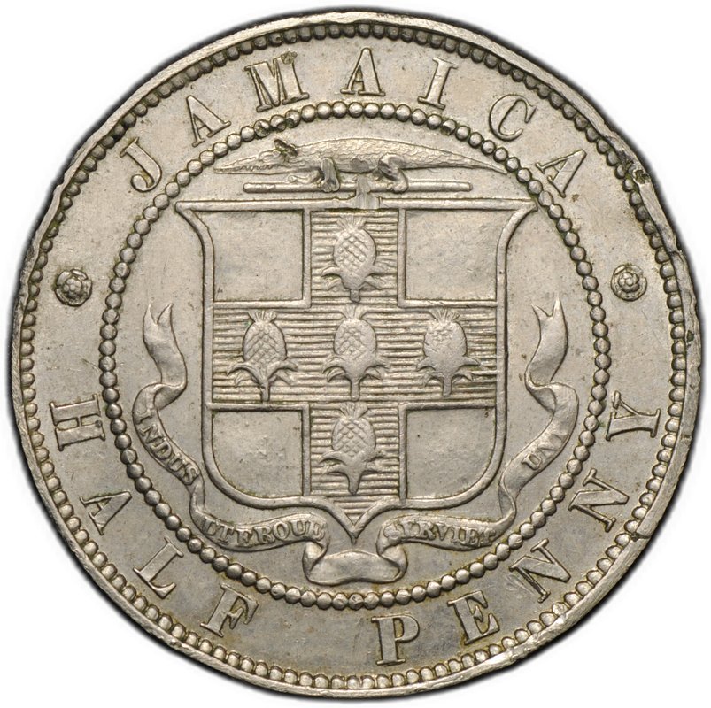 Монета 1/2 пенни 1890 Ямайка