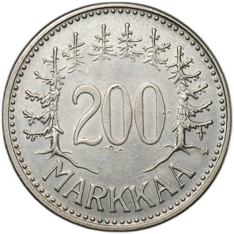 Монета 200 марок 1957 Финляндия
