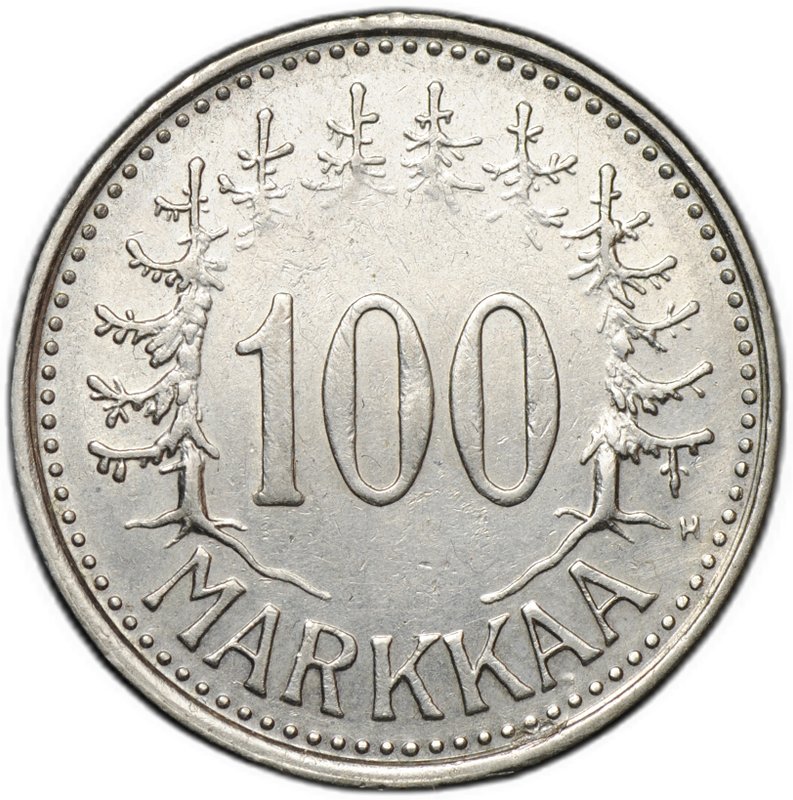 Монета 100 марок 1958 Финляндия