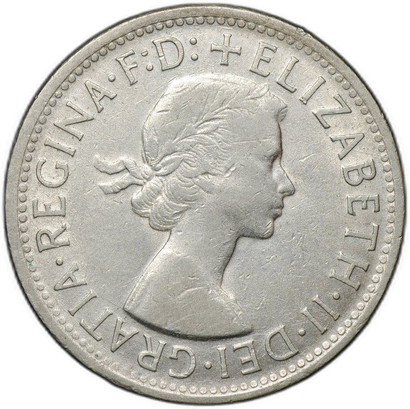 Монета 2 шиллинга (флорин) 1954 Королевский визит Австралия