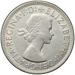 фото для Монета 2 шиллинга (флорин) 1954 Королевский визит Австралия Аверс