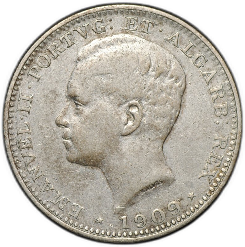 Монета 200 реалов (рейс) 1909 Португалия