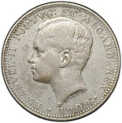 фото для Монета 200 реалов (рейс) 1909 Португалия Аверс