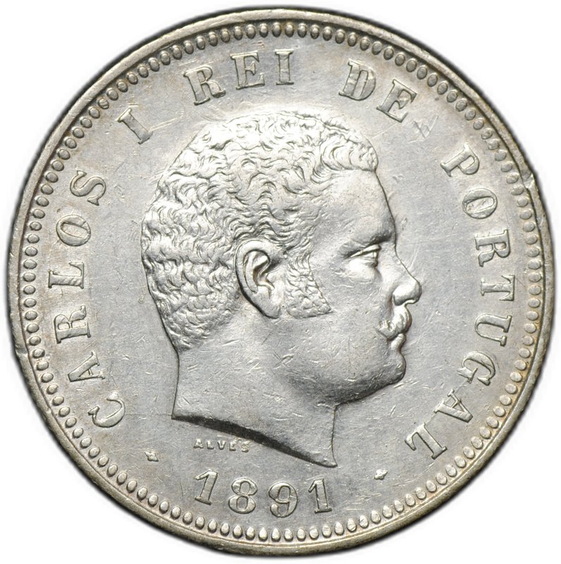 Монета 200 реалов (рейс) 1891 Португалия