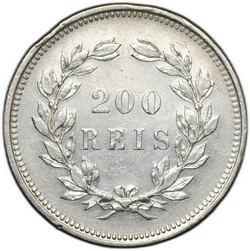 Монета 200 реалов (рейс) 1891 Португалия