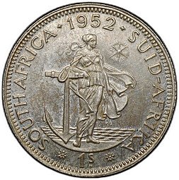 фото для Монета 1 шиллинг 1952 ЮАР Аверс