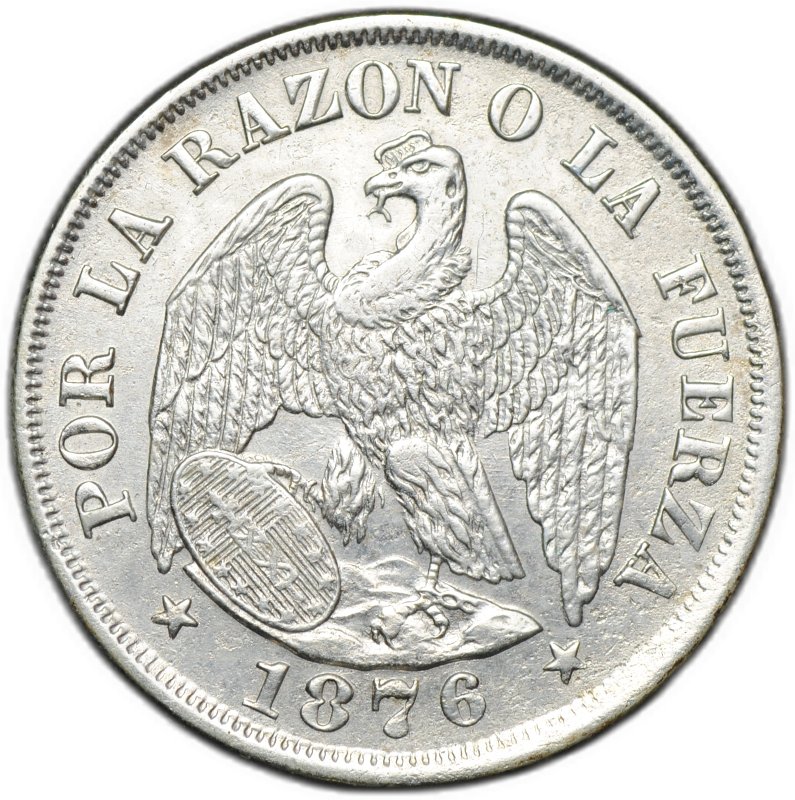 Монета 20 сентаво 1876 Чили