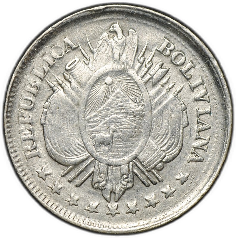 Монета 20 сентаво 1890 CB Боливия