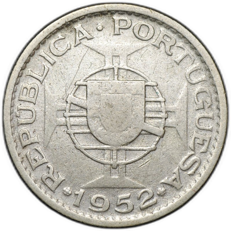 Монета 10 эскудо 1952 Португальская Ангола