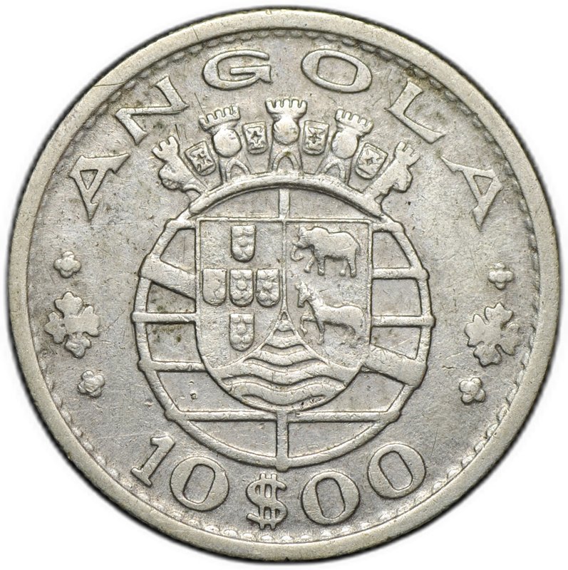 Монета 10 эскудо 1952 Португальская Ангола