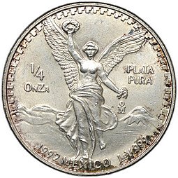 фото для Монета 1/4 онза (уцнция серебра) 1992 Свобода Мексика Аверс