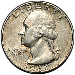 фото для Монета Квотер (1/4 доллара) 1961 США Аверс