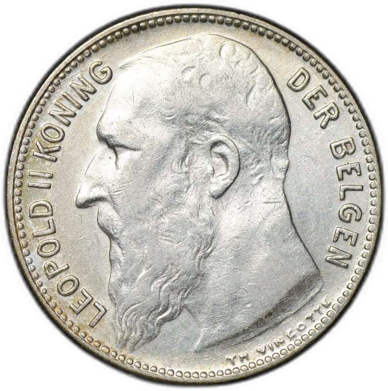 Монета 1 франк 1909 DER BELGEN Бельгия