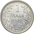 Монета 1 франк 1909 DER BELGEN Бельгия