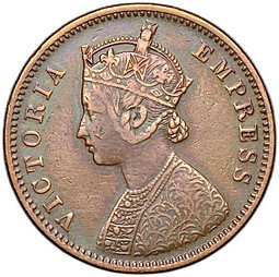 фото для Монета 1/4 анна (квотер) 1884 Британская Индия Аверс