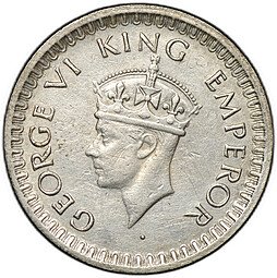 фото для Монета 1/2 рупии 1942 новый тип Британская Индия Аверс