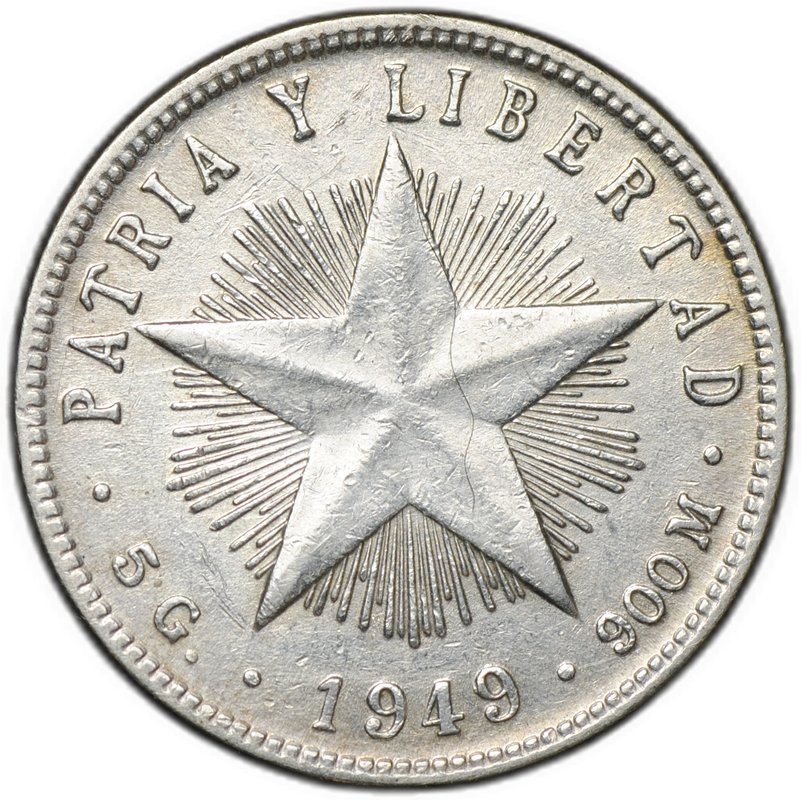 Монета 20 сентаво 1949 Куба