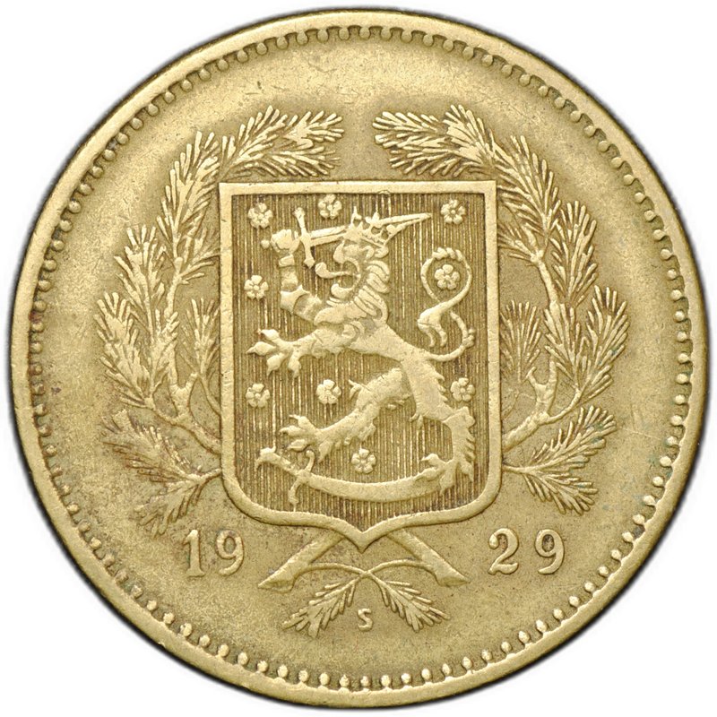 Монета 10 марок 1929 Финляндия