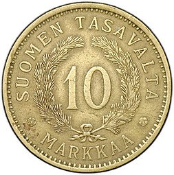 фото для Монета 10 марок 1929 Финляндия Аверс
