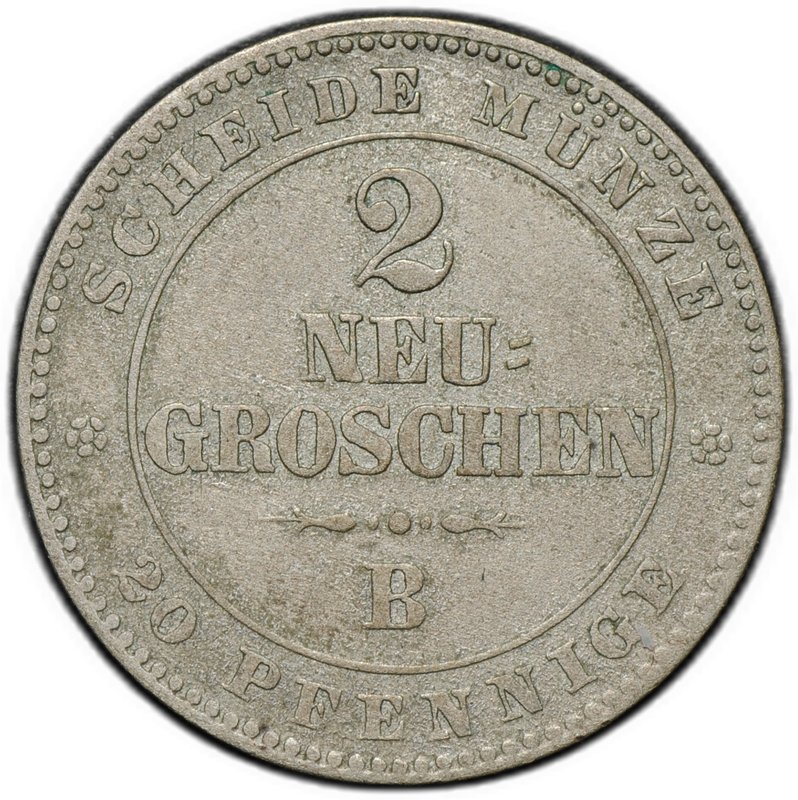 Монета 2 новых гроша - 20 пфеннигов 1863 Саксония